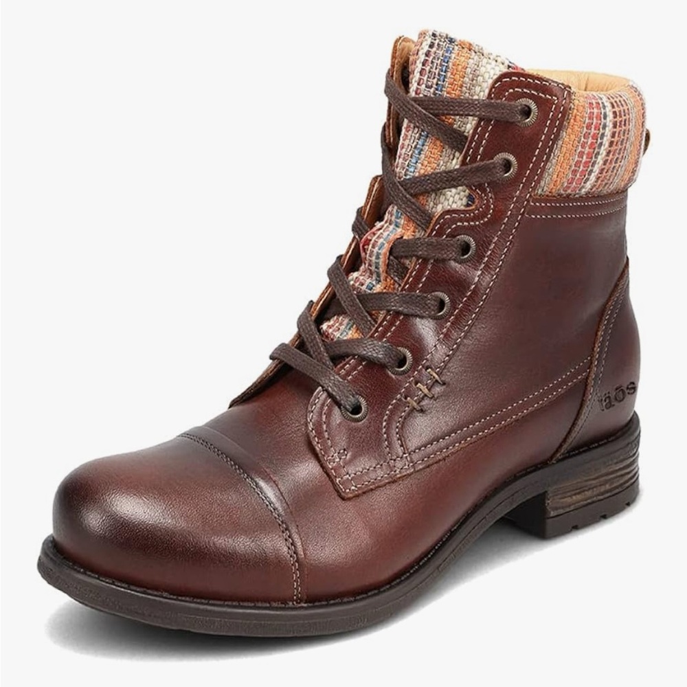 NEW TAOS CAPTAIN BROWN LEATHER ANKLE BOOTS 39 8-8.5